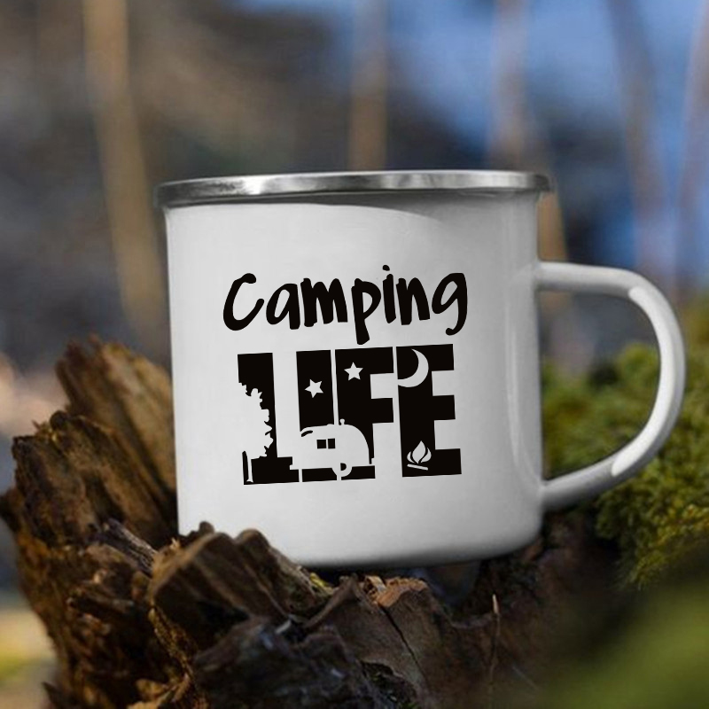 Tasse à café en émail avec poi - Outdoor Adventure Vans avis et prix