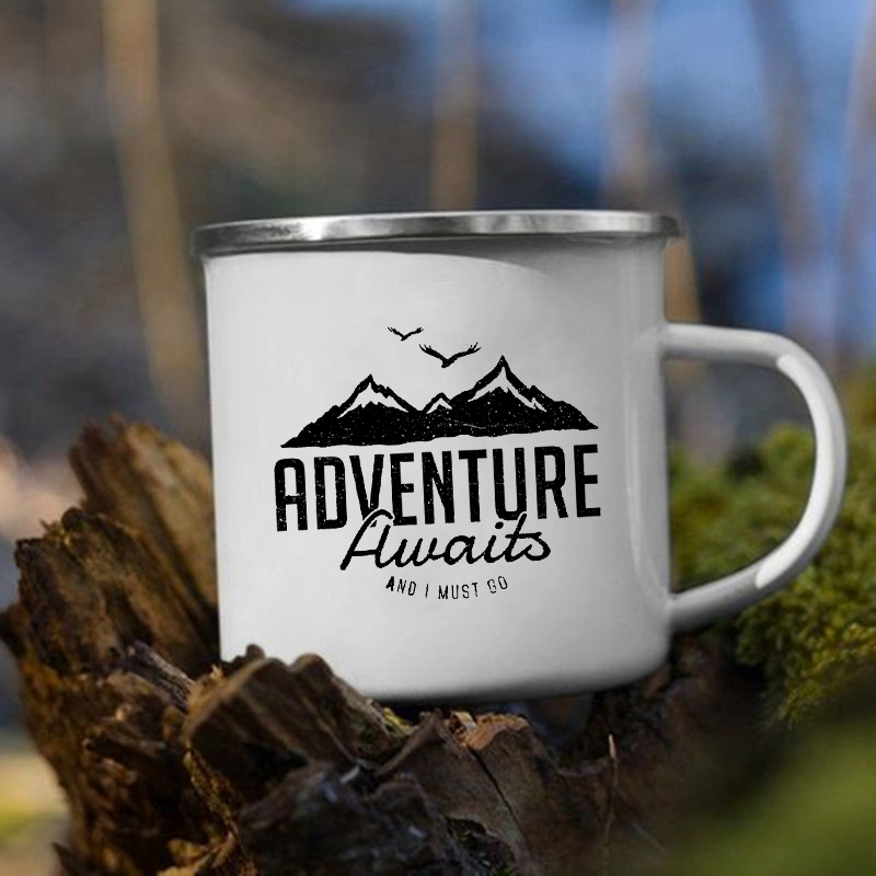 Tasse à café en émail avec poi - Outdoor Adventure Vans avis et prix